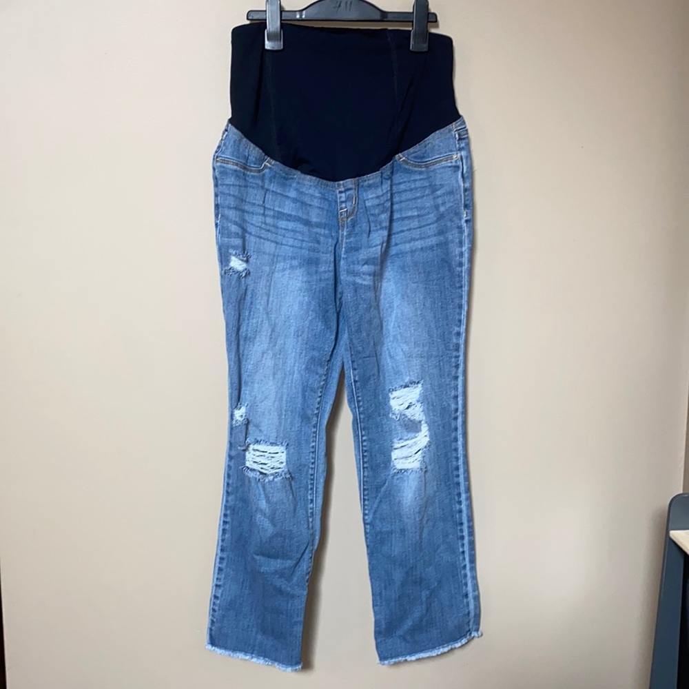Isabel maternity straight crop distressed jeans - Picture 2 of 5